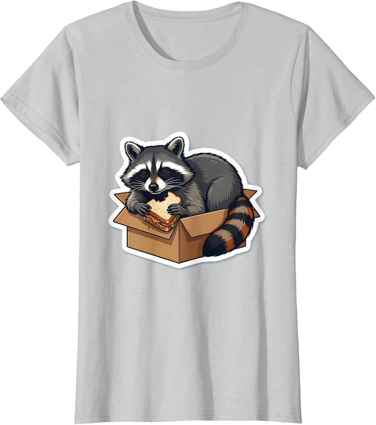 Unbothered Raccoon Sticker Style Trash Panda Humor T-Shirt - Silver Grey
