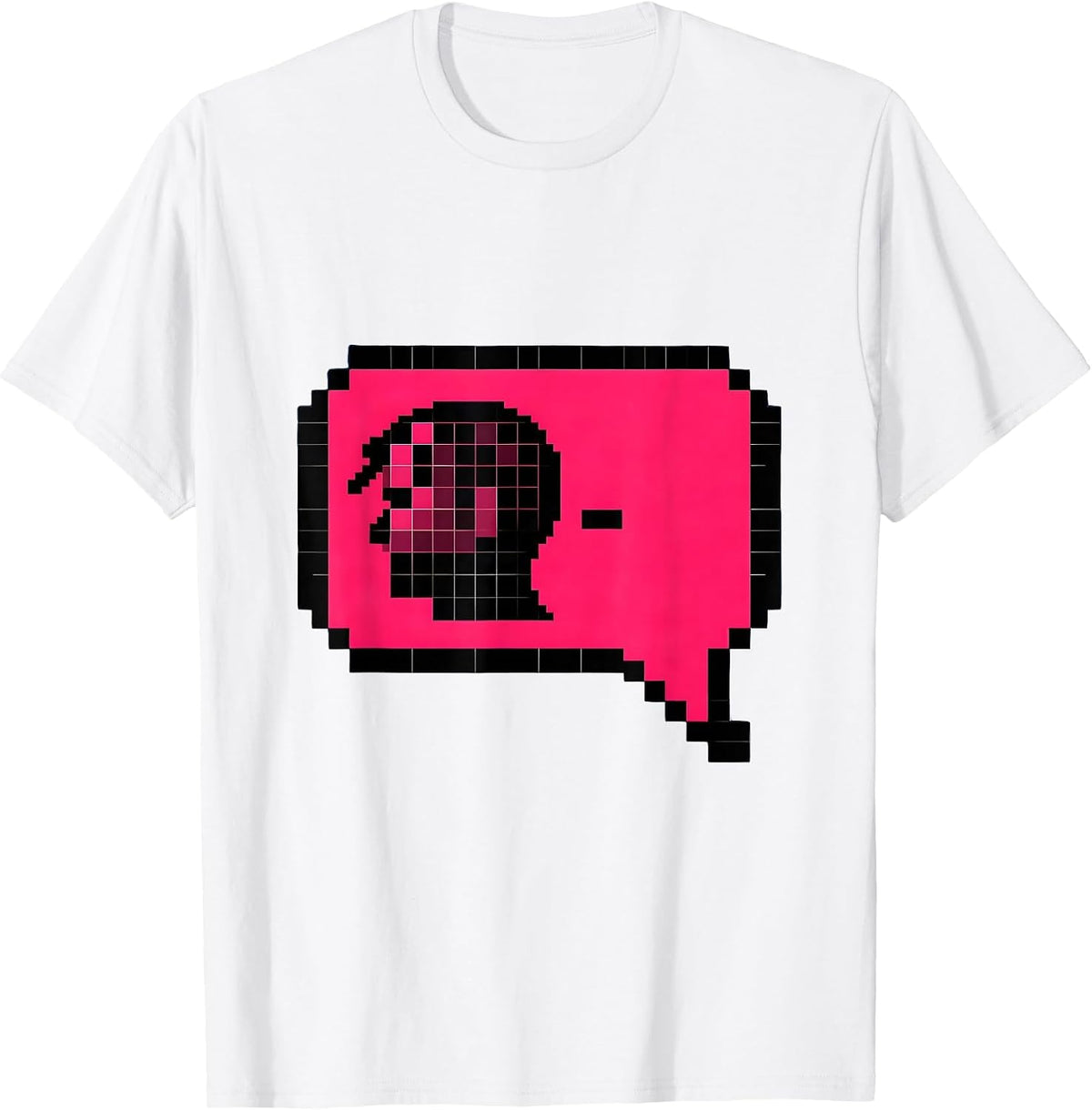Men's Pixel Grid Chat Bubble Emo Nostalgia Scene Kid T-Shirt - White