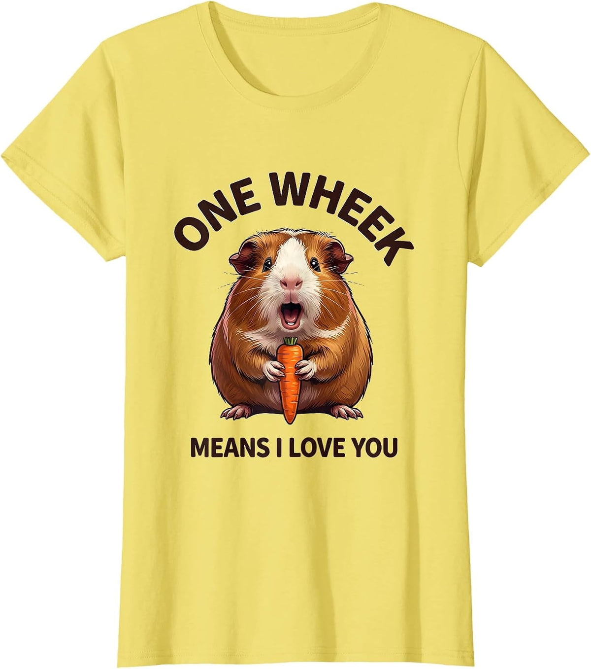 One Wheek Means I Love You Funny Guinea Pig Cavy Lover Gift T-Shirt - Lemon Yellow