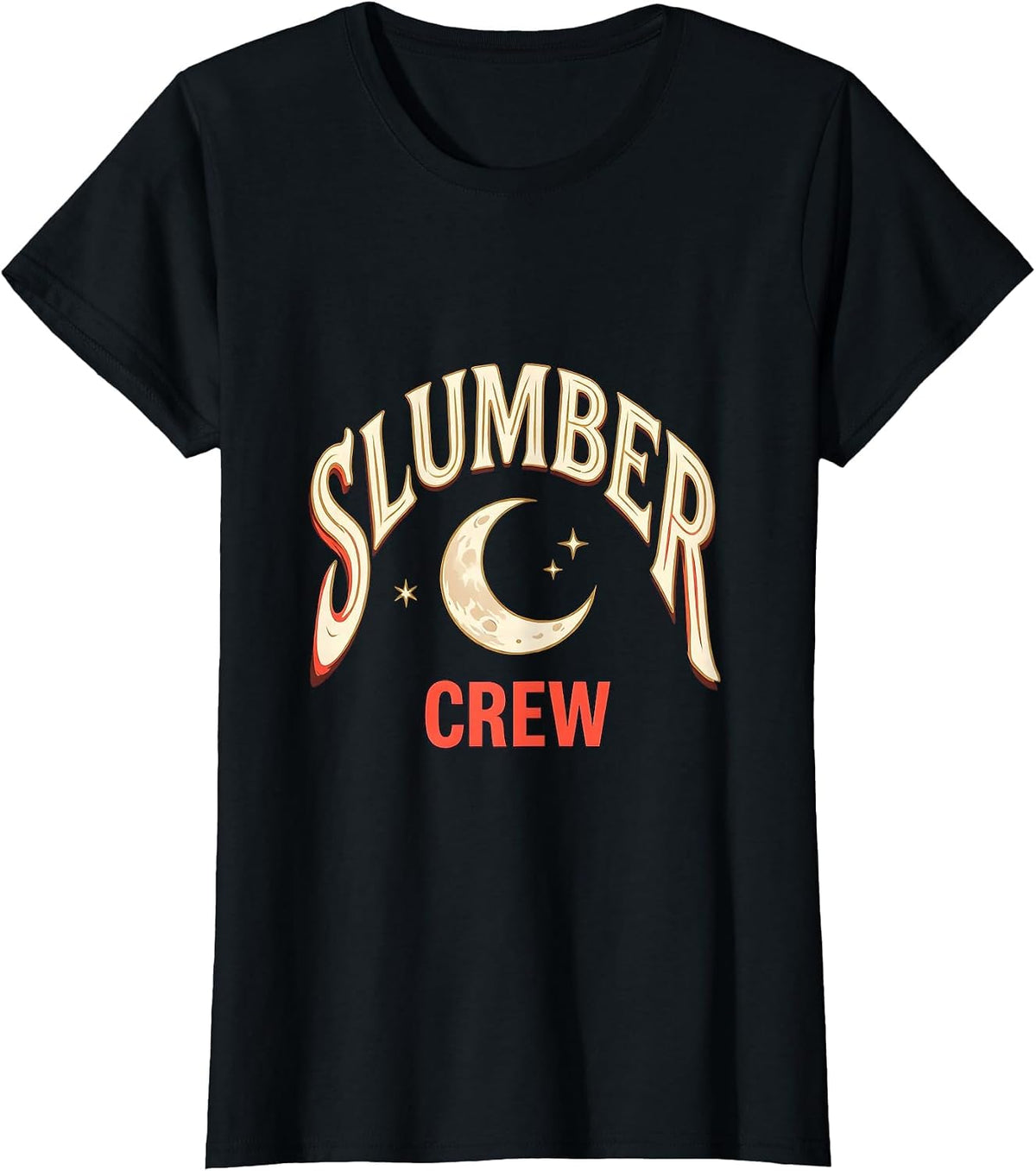Women's Slumber Crew Sign Painter Showcard Sleepover Squad Matching T-Shirt - Black