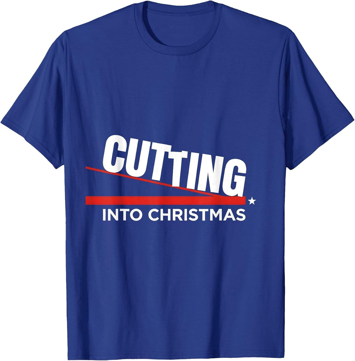 Cutting Into Christmas New Wave Typography Snowboarder Gift T-Shirt - Royal Blue