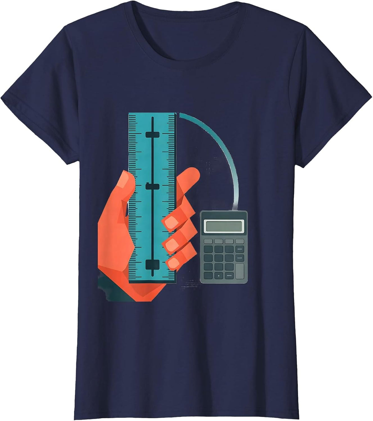 Women's Slide Rule Classically Trained Retro Math Engineer T-Shirt - Navy Blue