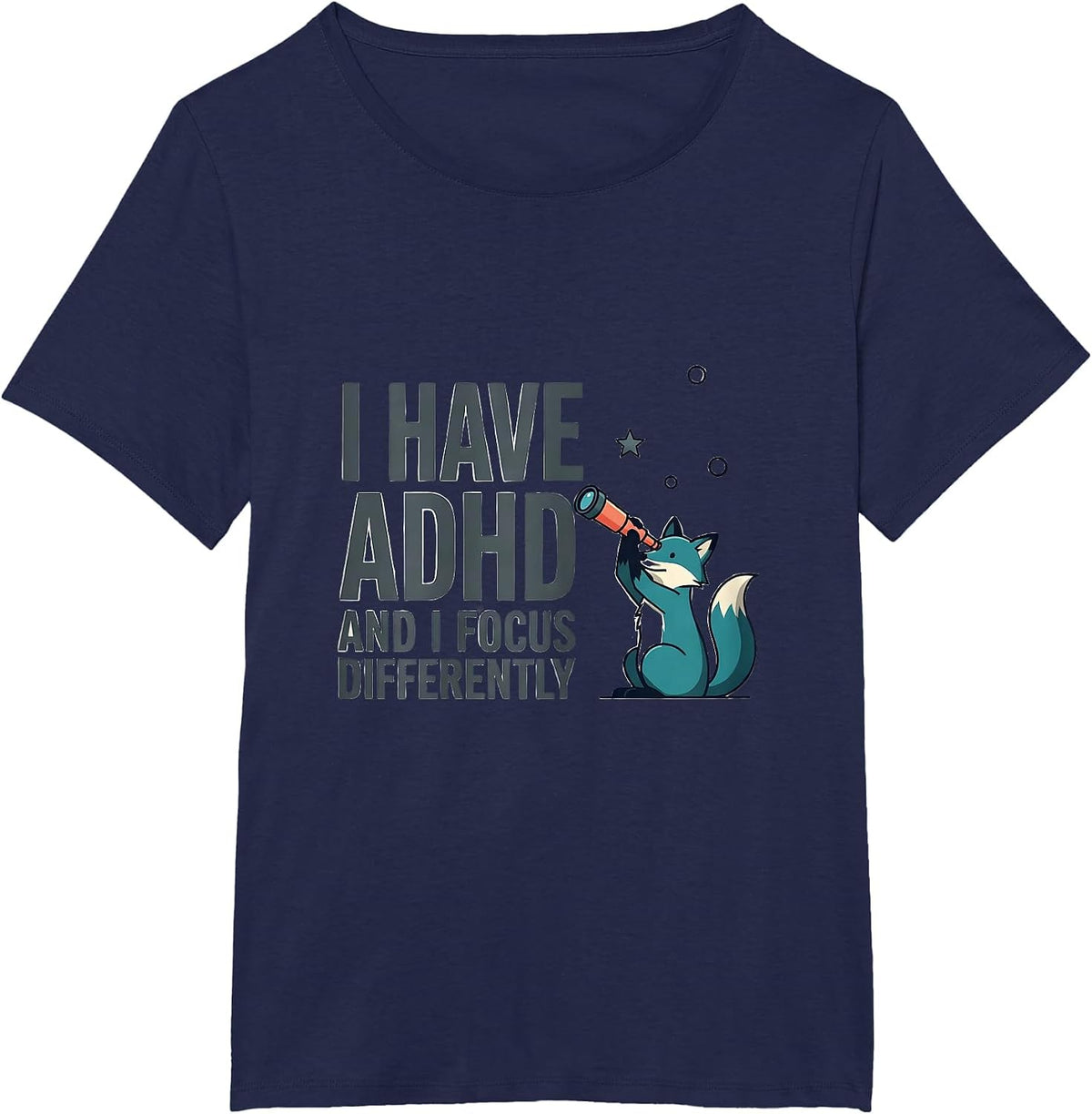 Women's I Have ADHD And I Focus Differently Funny ADHD Awareness T-Shirt - Navy Blue