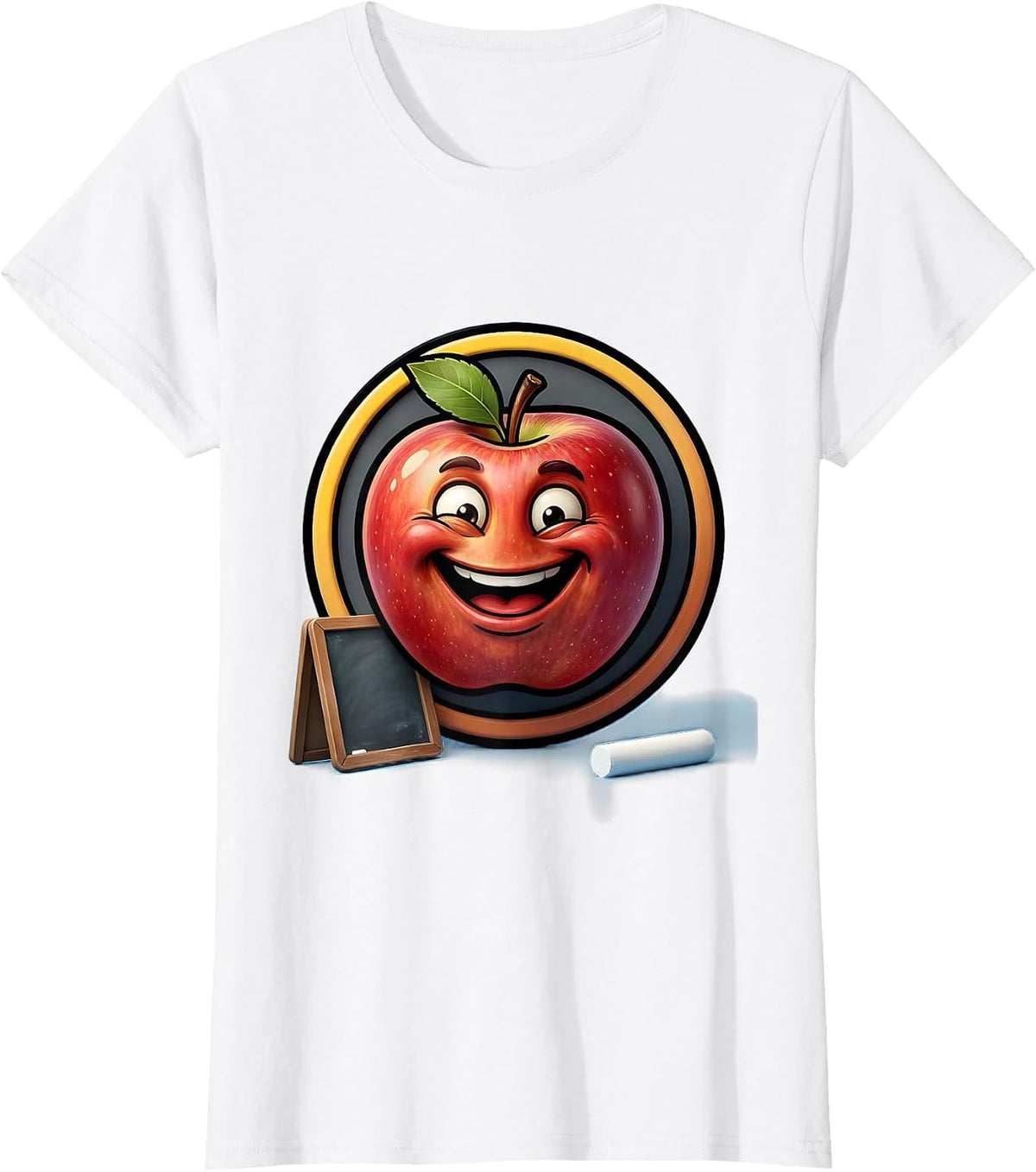 Kindergarten Teacher Apple Chalkboard Illustration T-Shirt - White