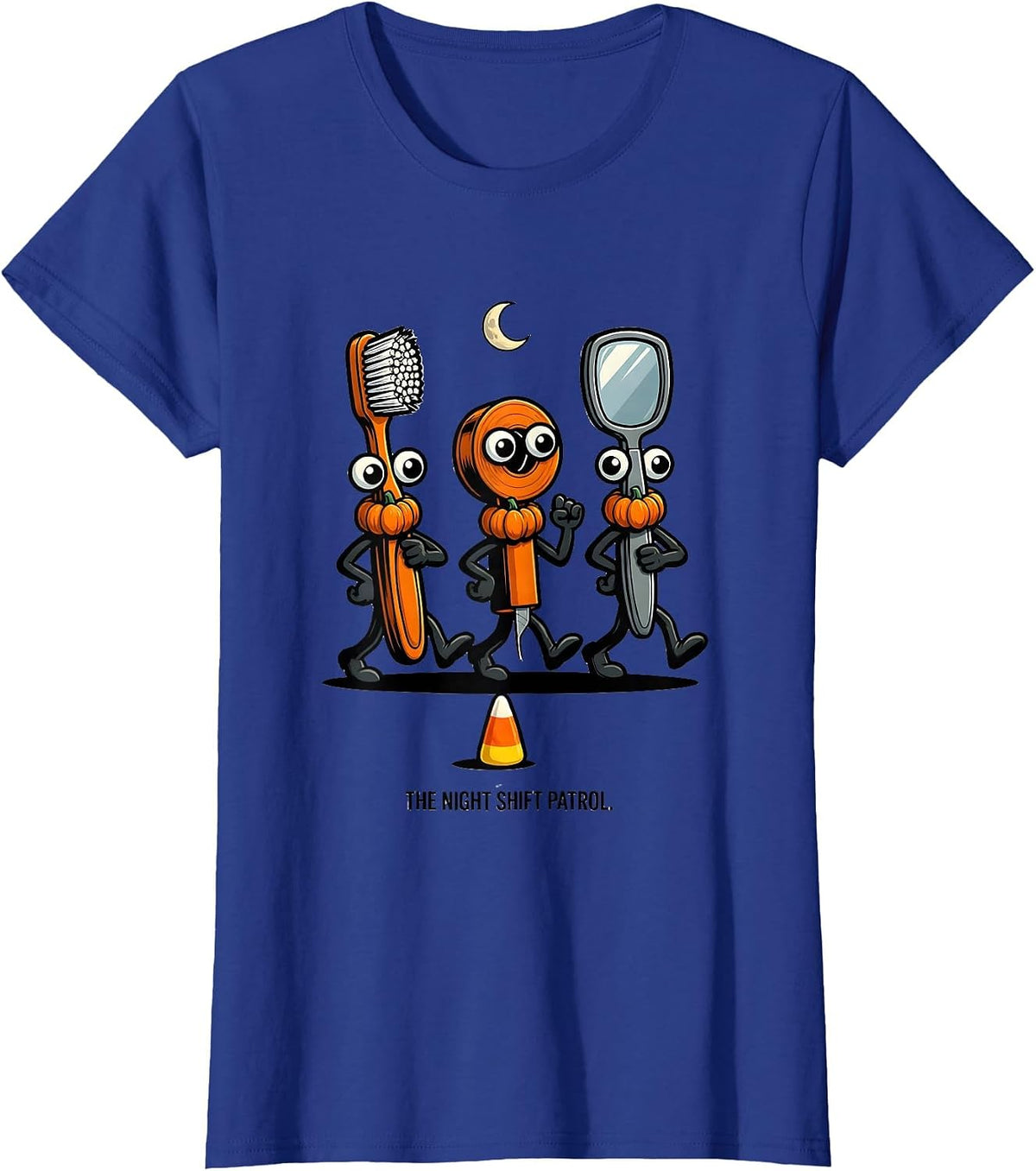 Women's The Night Shift Patrol Cartoon Dental Halloween Dentist T-Shirt - Royal Blue