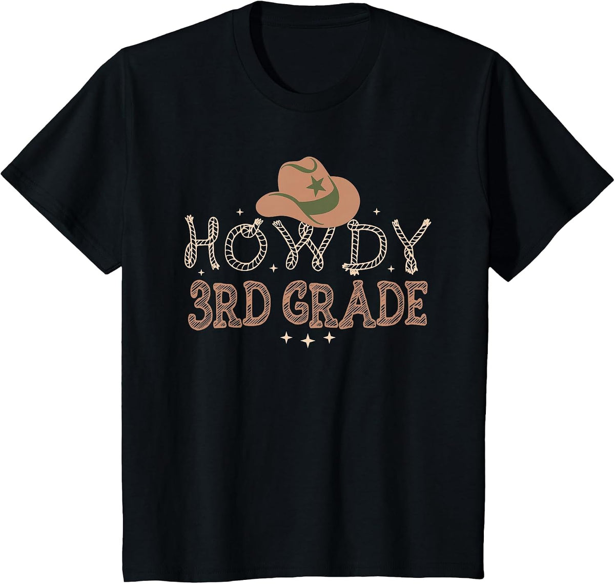 Howdy 3rd Grade Teacher Rodeo Back to School Western Cowboy Tee T-Shirt - Black