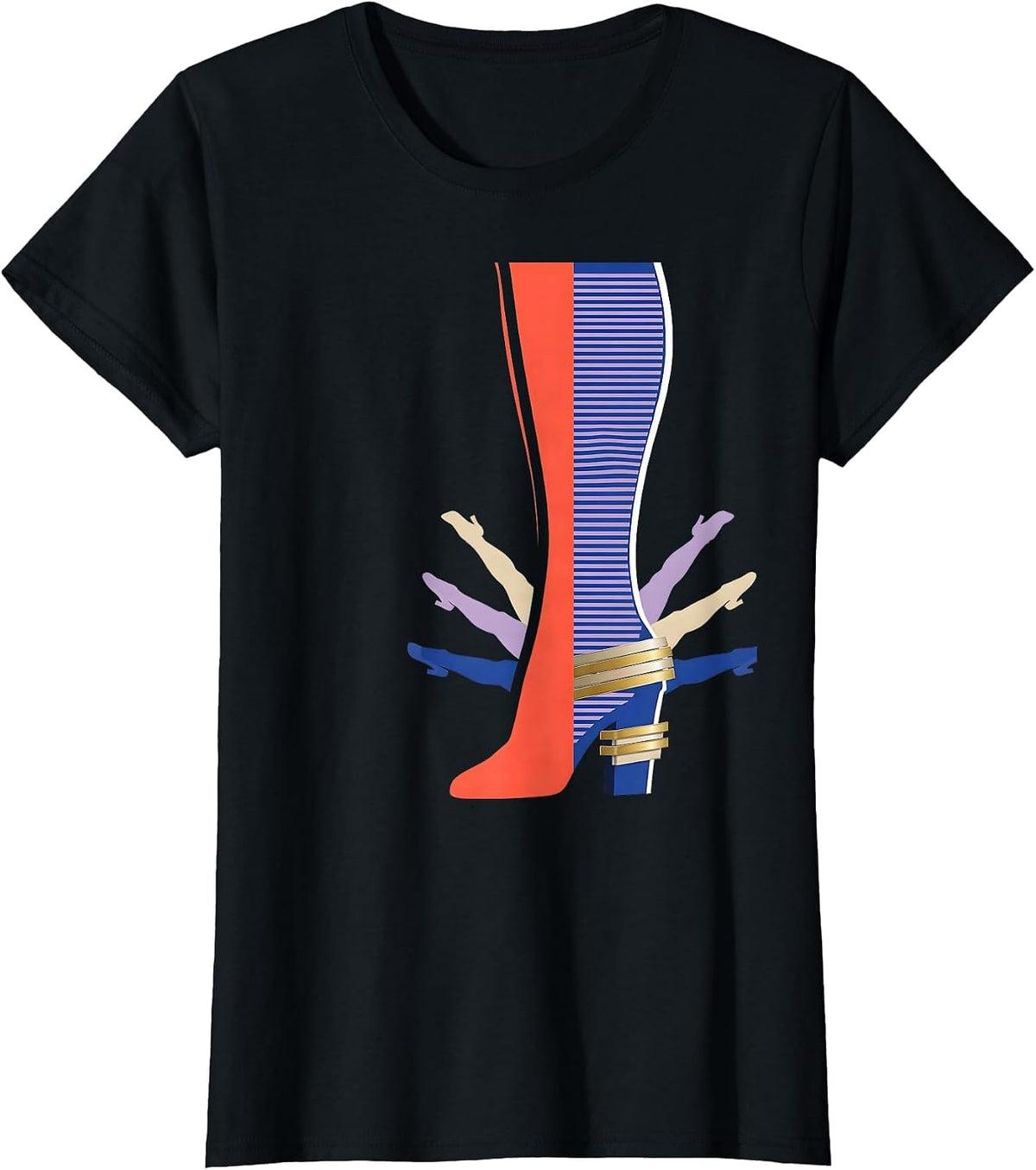 Showgirl Chorus Line Kick Dance Graphic Tee T-Shirt - Black