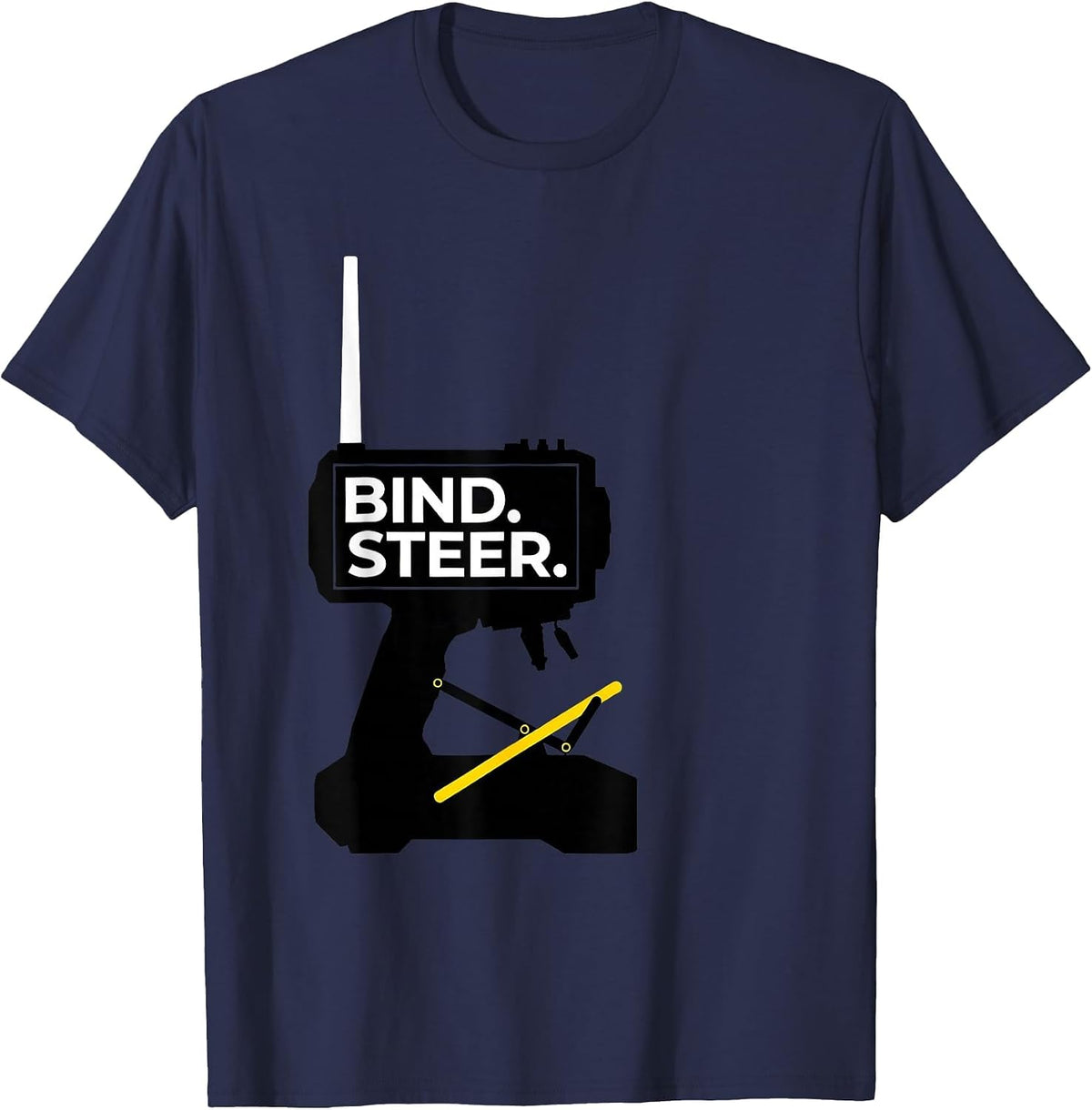 Bind. Steer Swiss International RC Car Racing Drag Racing T-Shirt - Navy Blue