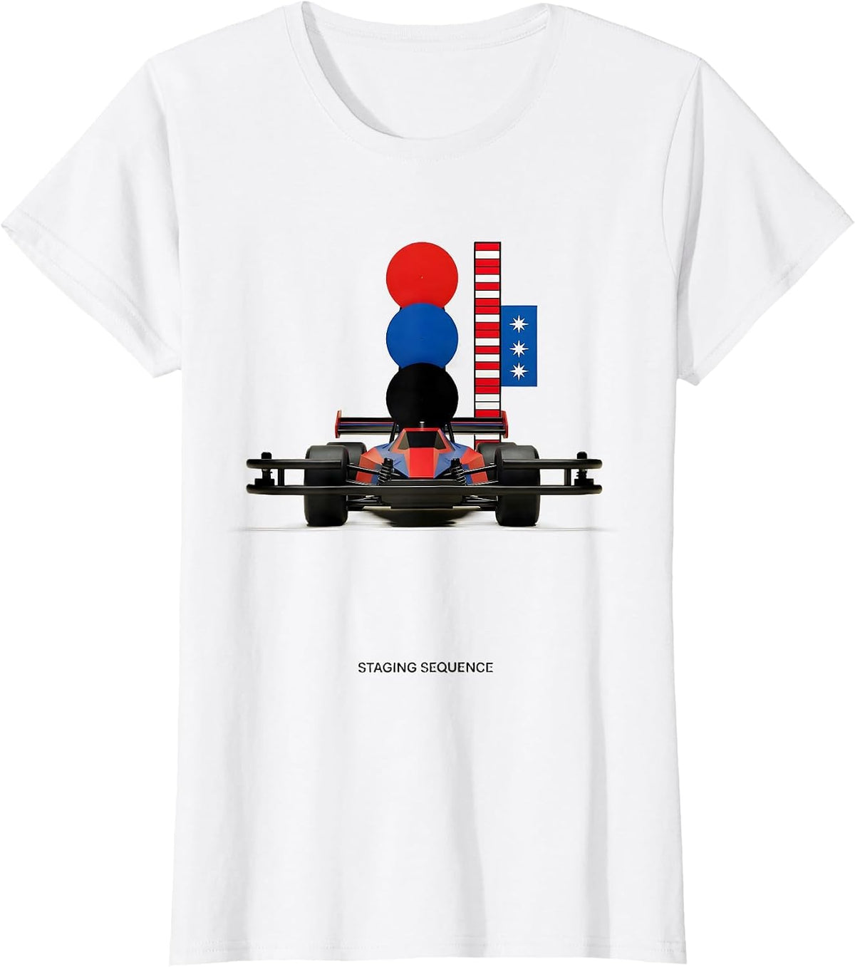 Staging Sequence Bauhaus Modernist RC Drag Racing American T-Shirt - White