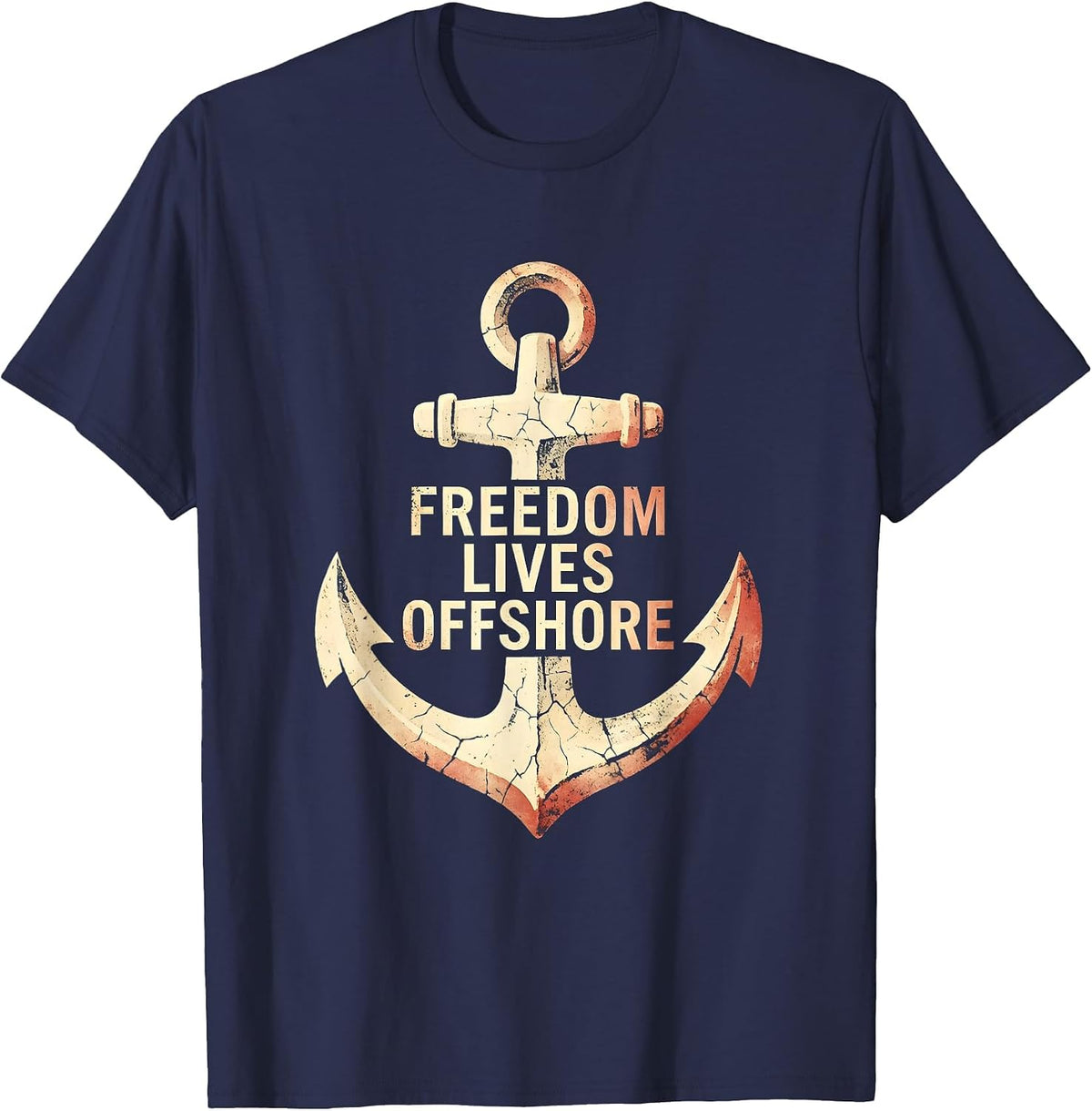 Freedom Lives Offshore Navy Design T-Shirt - Navy Blue