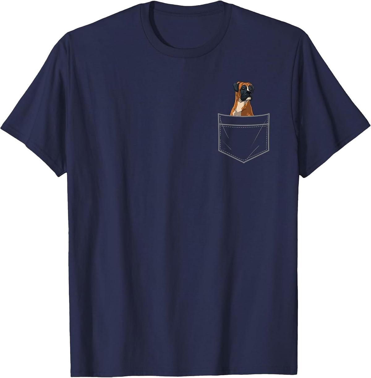 Cool Boxer Dog for Men Women Dog Lover Owner Pocket Animal T-Shirt - Navy Blue