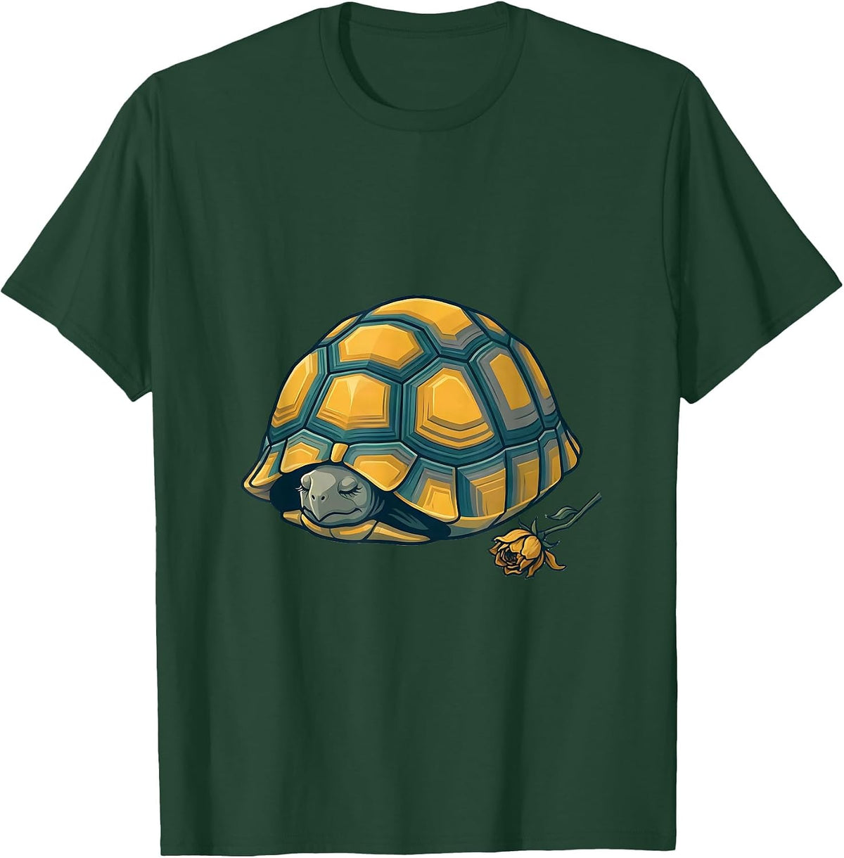 Men's Tortoise Humor Flat Vector Turtle Lover Gift T-Shirt - Dark Green