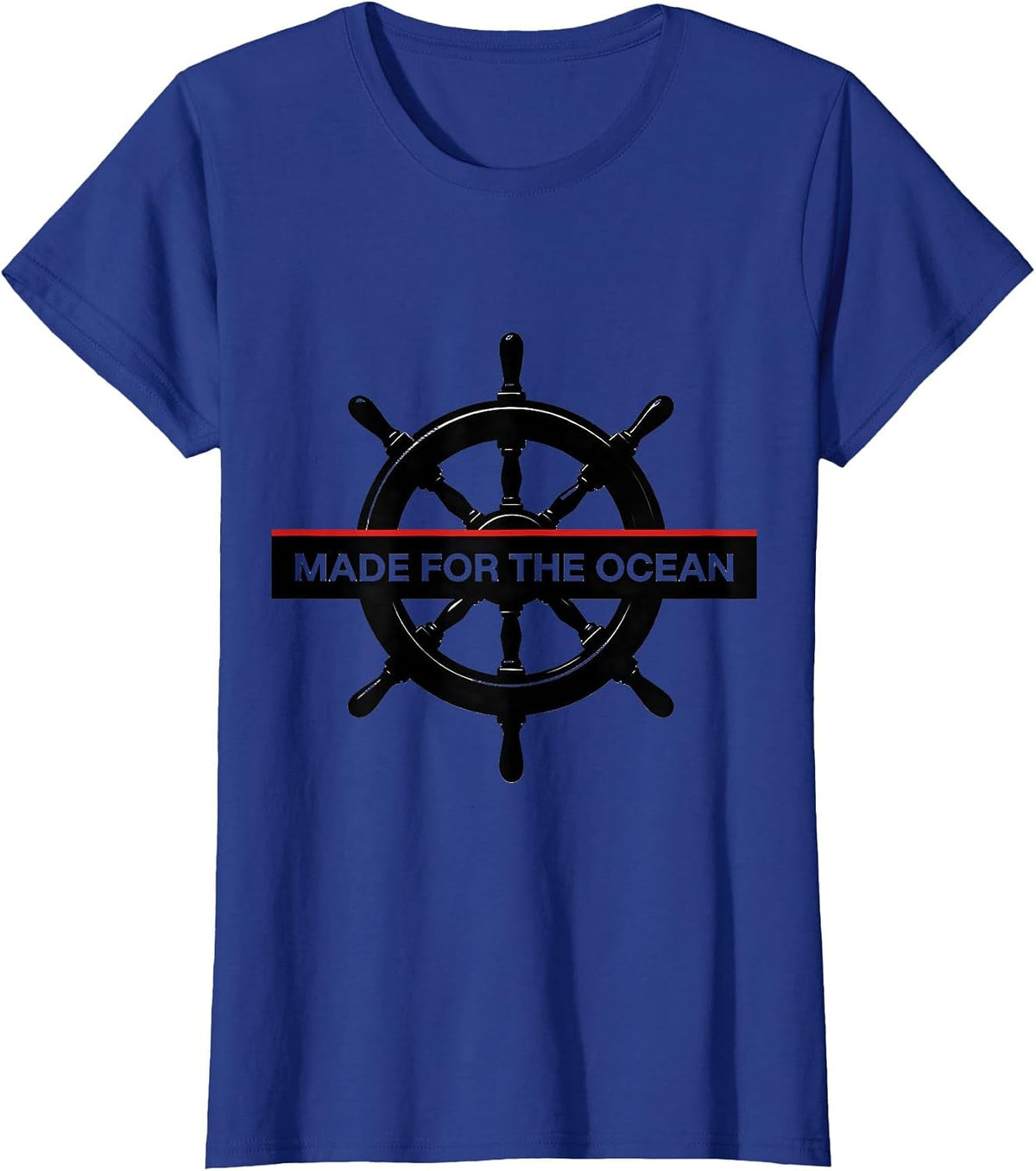 Women's Made for the Ocean Sailor Graphic Design T-Shirt - Royal Blue