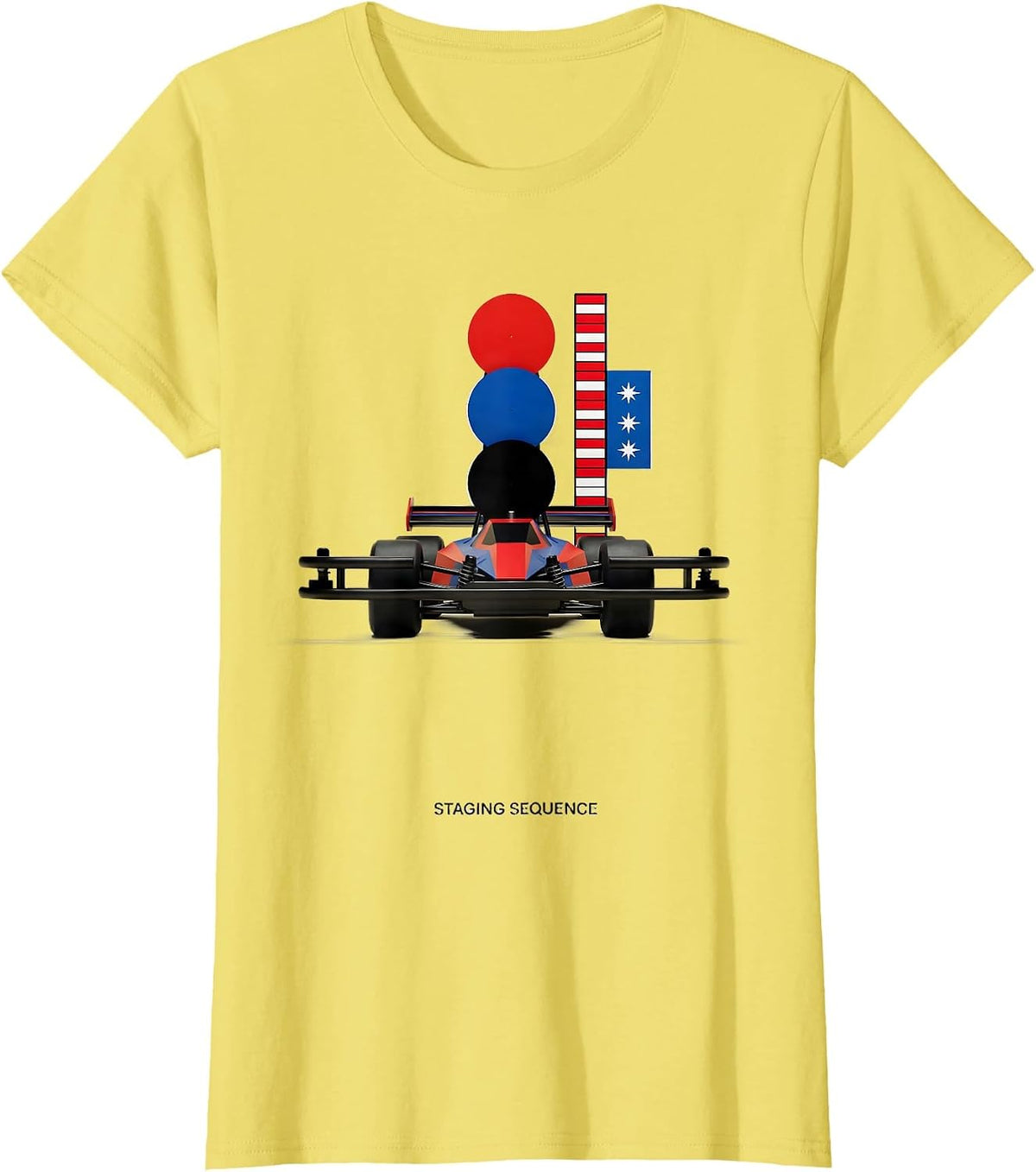 Staging Sequence Bauhaus Modernist RC Drag Racing American T-Shirt - Lemon Yellow