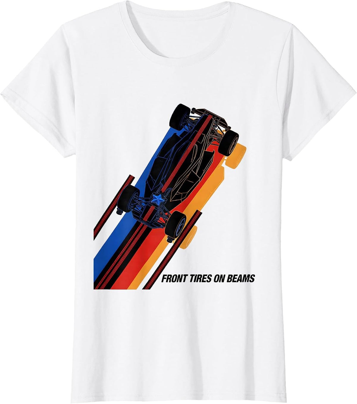 Women's Front Tires On Beams Futurist RC Drag Racing Patriotic T-Shirt - White