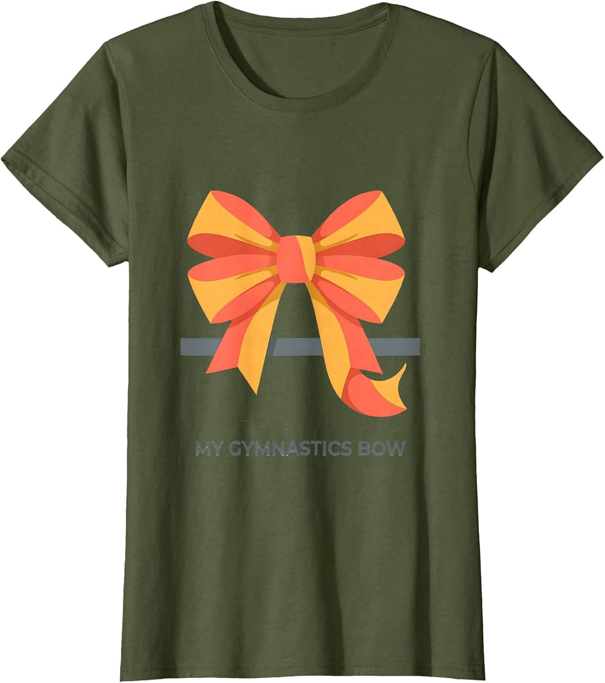 Women's My Gymnastics Bow Cute Coquette Bow Gymnasts Women Girls T-Shirt - Olive Green