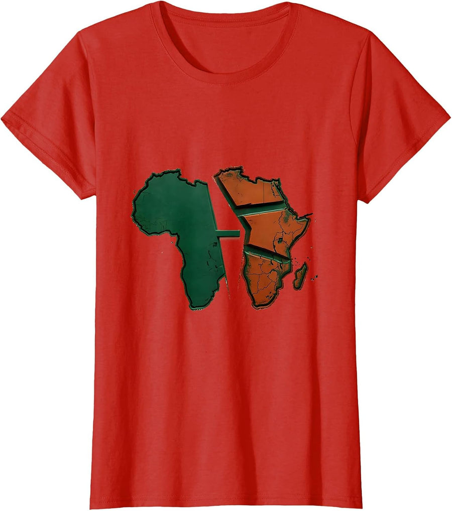Women's Africa Silhouettes Equality Greater Than Division Rubber T-Shirt - Red
