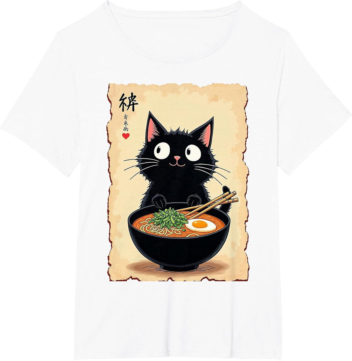 Kawaii Ramen Cat Cute Japanese Food for Anime, Noodle Lovers T-Shirt - White