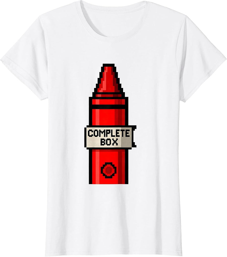Women's Complete Box Pixel Art Teacher Halloween Costume Group T-Shirt - White
