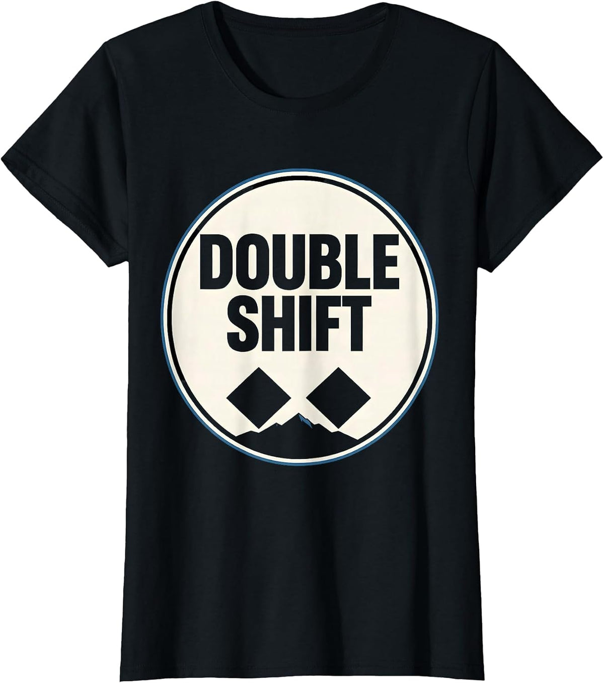 Women's Double Shift Funny Ski Dad Winter Sports Lover Gift T-Shirt - Black