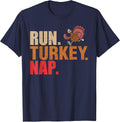 Funny Run Turkey Nap Turkey Trot 2024 Thanksgiving Marathon T-Shirt - Navy Blue