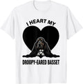 Men's I Heart My Droopy-Eared Basset Funny Basset Hound Pet Lover T-Shirt - White