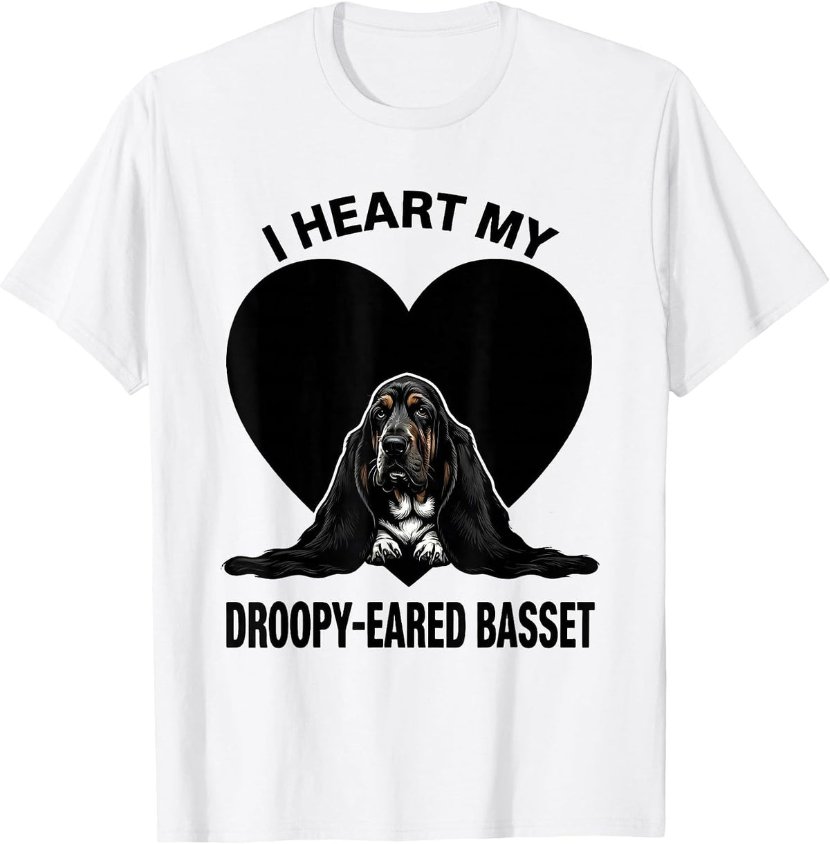 Men's I Heart My Droopy-Eared Basset Funny Basset Hound Pet Lover T-Shirt - White
