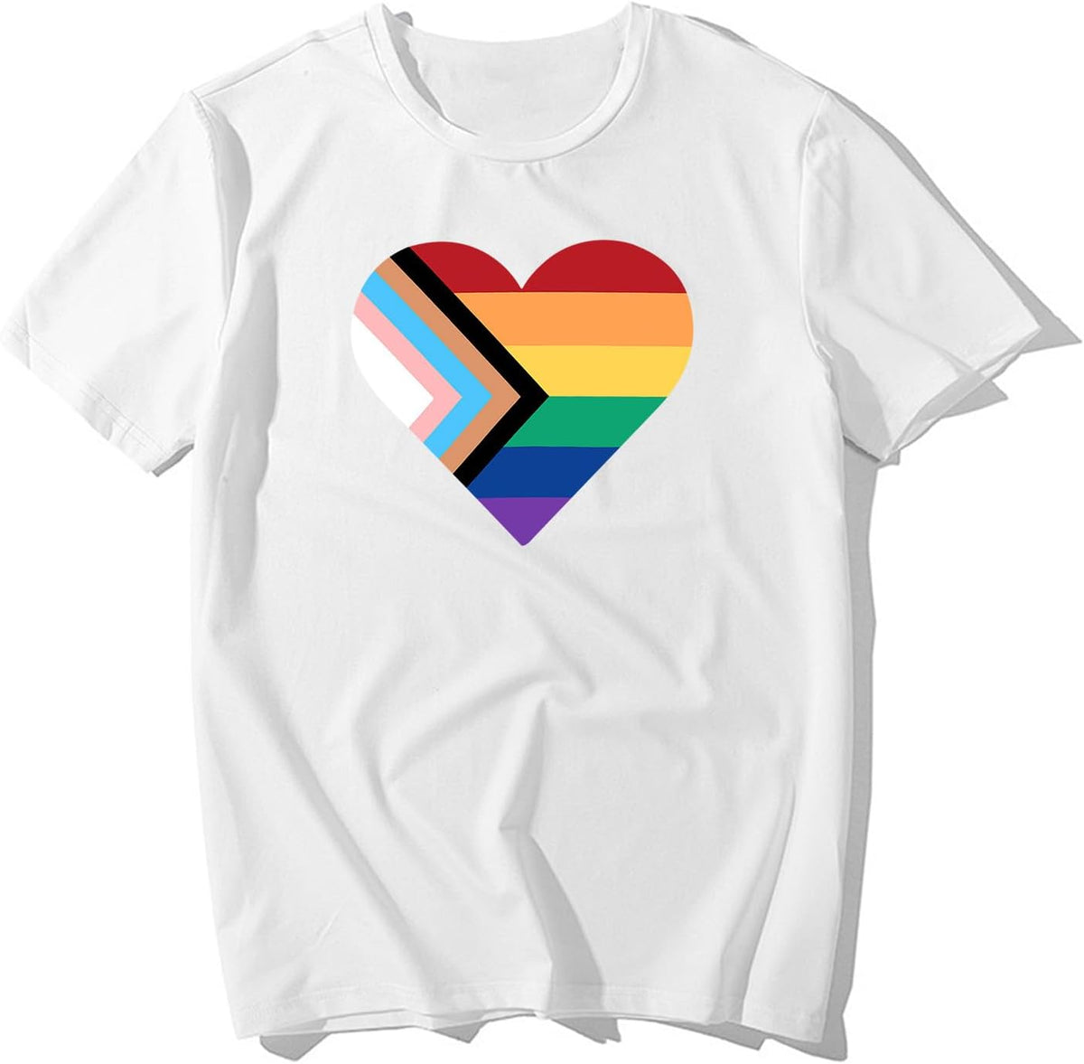 SUWATOIN Pride Shirts for Men LGBTQ Pride Flag T-Shirt Gay Rainbow Heart Tee Tops - White