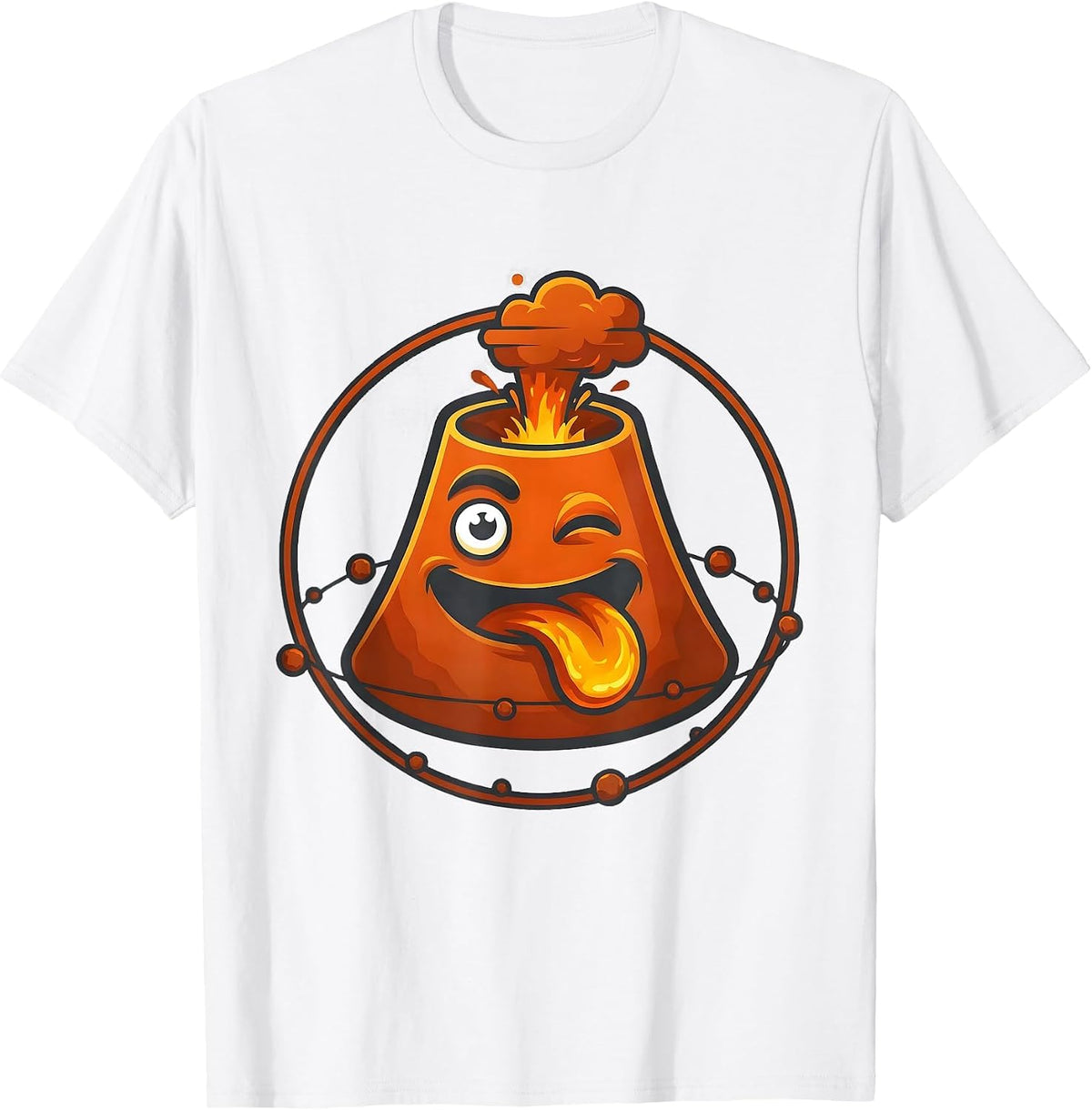 Men's Winking Volcano Mascot Funny History Lover Gift T-Shirt - White