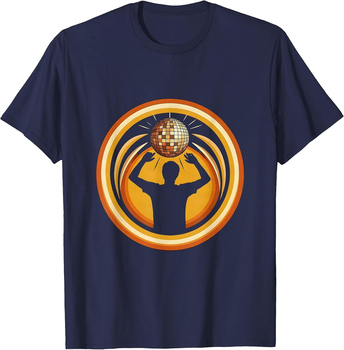 Disco Dancer Badge Retro 70s Party Costume T-Shirt - Navy Blue