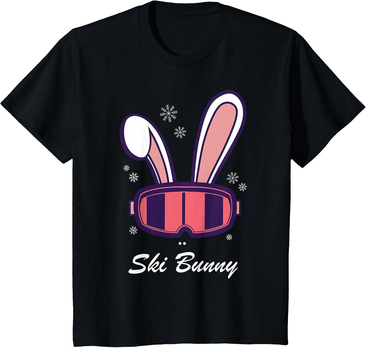 Funny Snowboard Ski Face Funny Ski Bunny T-Shirt - Black