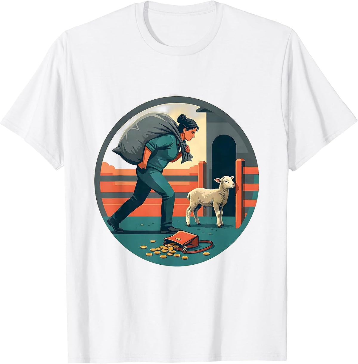 Men's Livestock Show Mom Badge Flat Vector Farm Humor T-Shirt - White