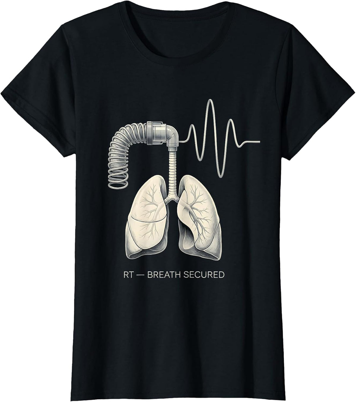 RT Breath Secured Respiratory Therapist RT Care Week T-Shirt - Black