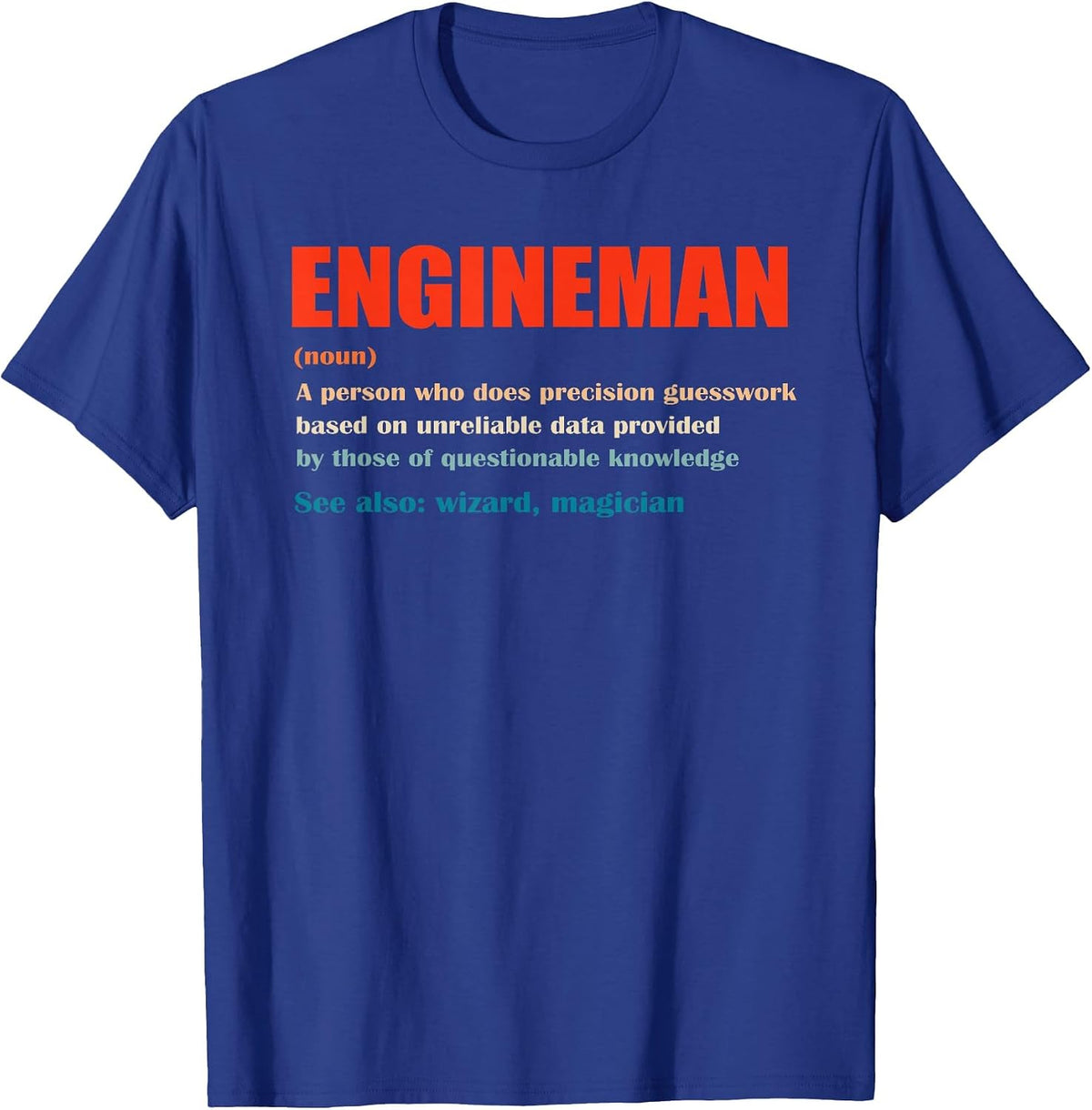 Engineman Vintage Definition Wizard Magician T-Shirt - Royal Blue