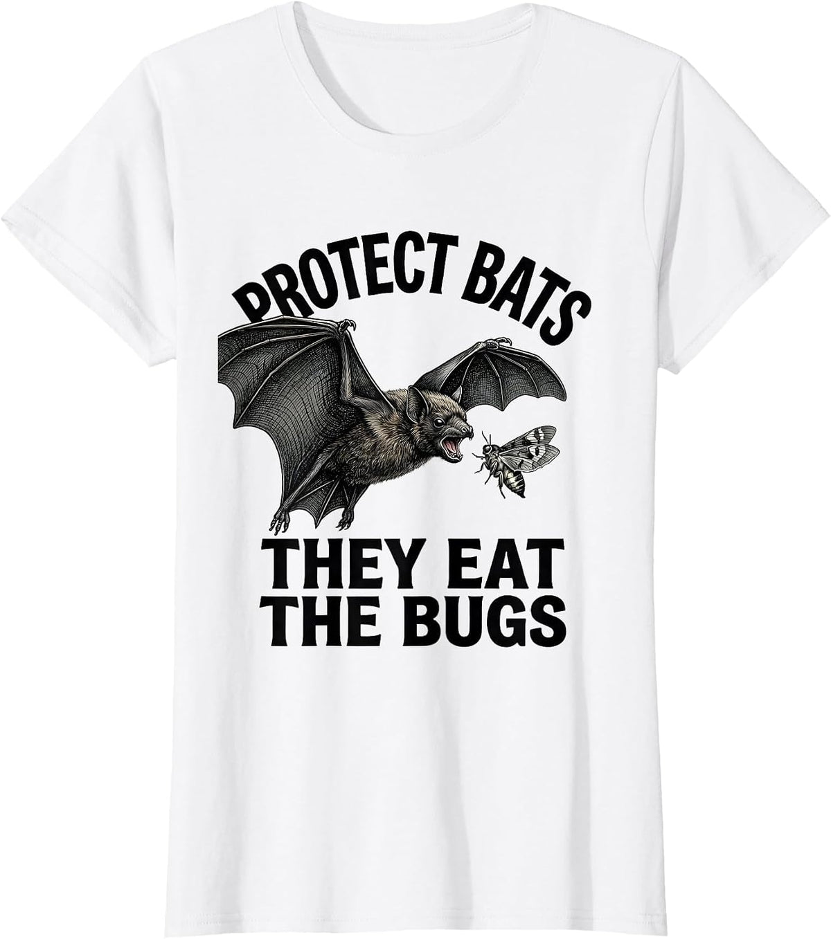 Protect Bats They Eat The Bugs Vintage Bat Lover Halloween T-Shirt - White