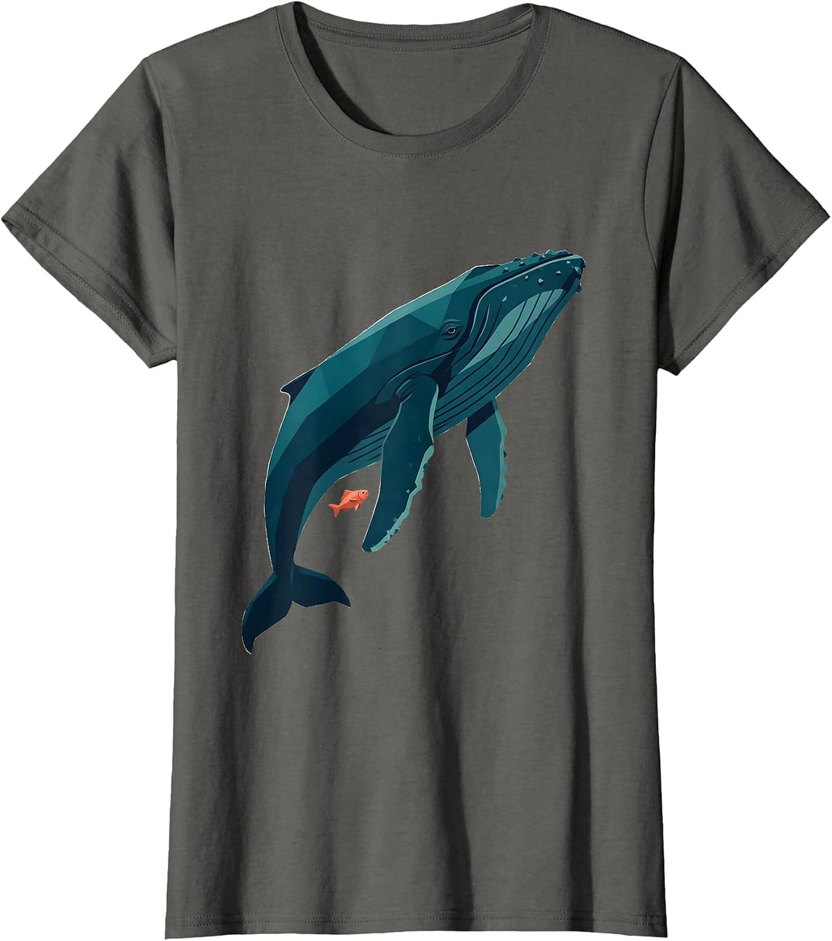 Women's Big Little Small Fish and Giant Whale Graphic T-Shirt - Asphalt Grey