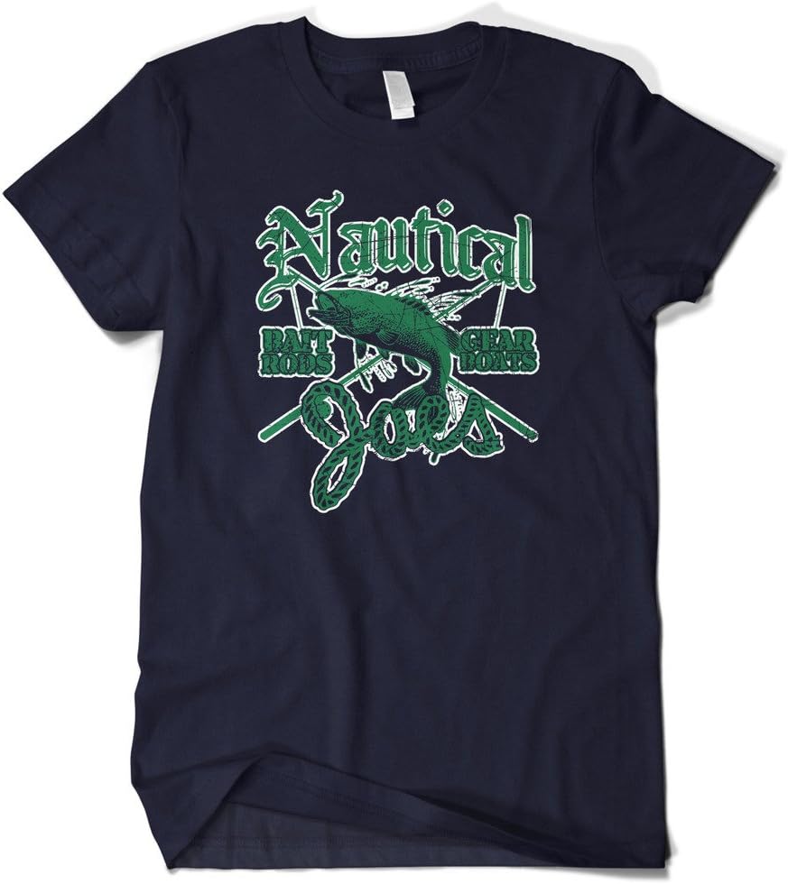 Cybertela Men's Nautical Joe's Bait Rod Gear Boat Fishing T-Shirt - Navy Blue