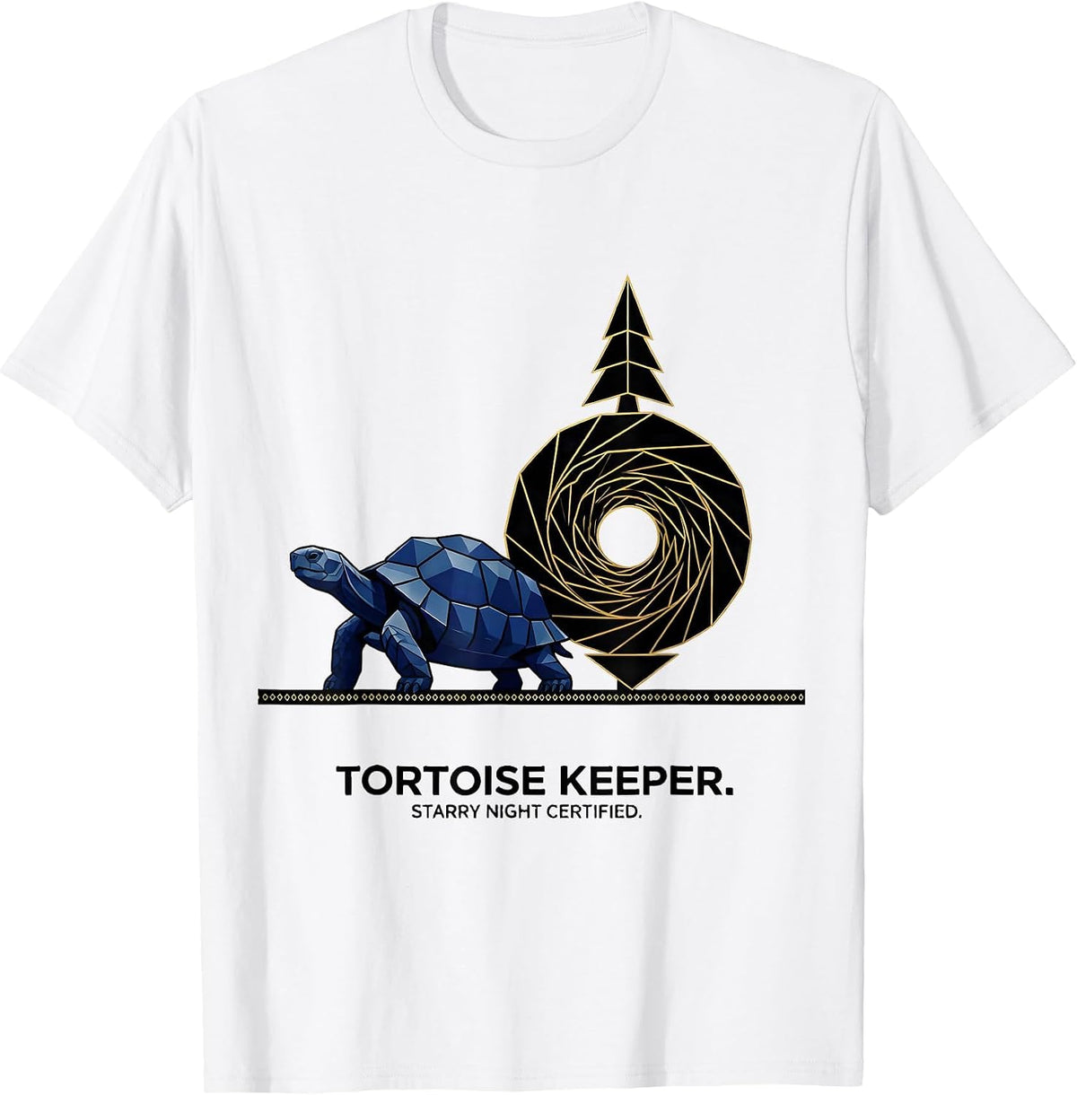 Men's Tortoise Keeper Starry Night Certified Geometric Art Lover T-Shirt - White
