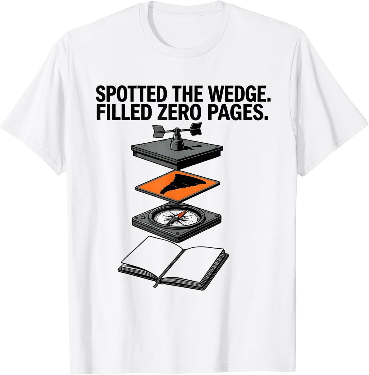 Men's Spotted The Wedge Filled Zero Pages Storm Chaser Tornado T-Shirt - White