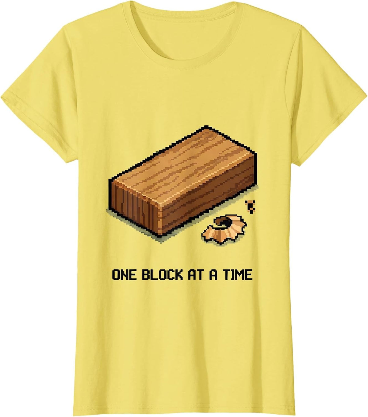 One Block At A Time Pixel Art Teacher Back To School Gift T-Shirt - Lemon Yellow