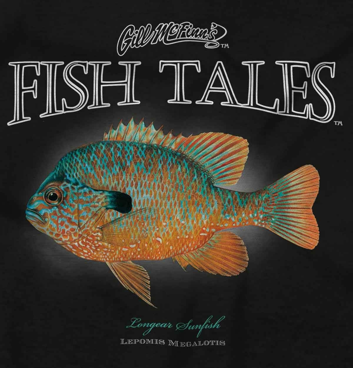 Brisco Brands Gill McFinn Fisherman Sunfish Fishing Long Sleeve Tshirt Men Women - size chart