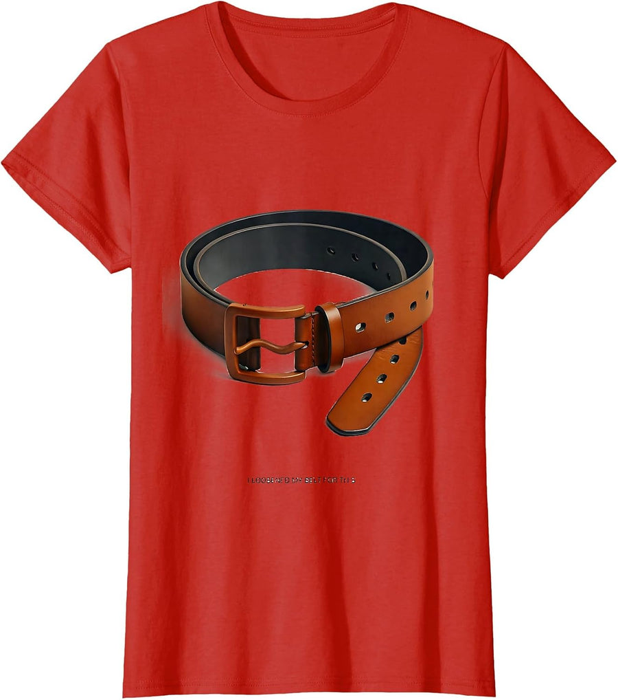 Women's I Loosened My Belt For This Funny Thanksgiving Family Crew T-Shirt - Red
