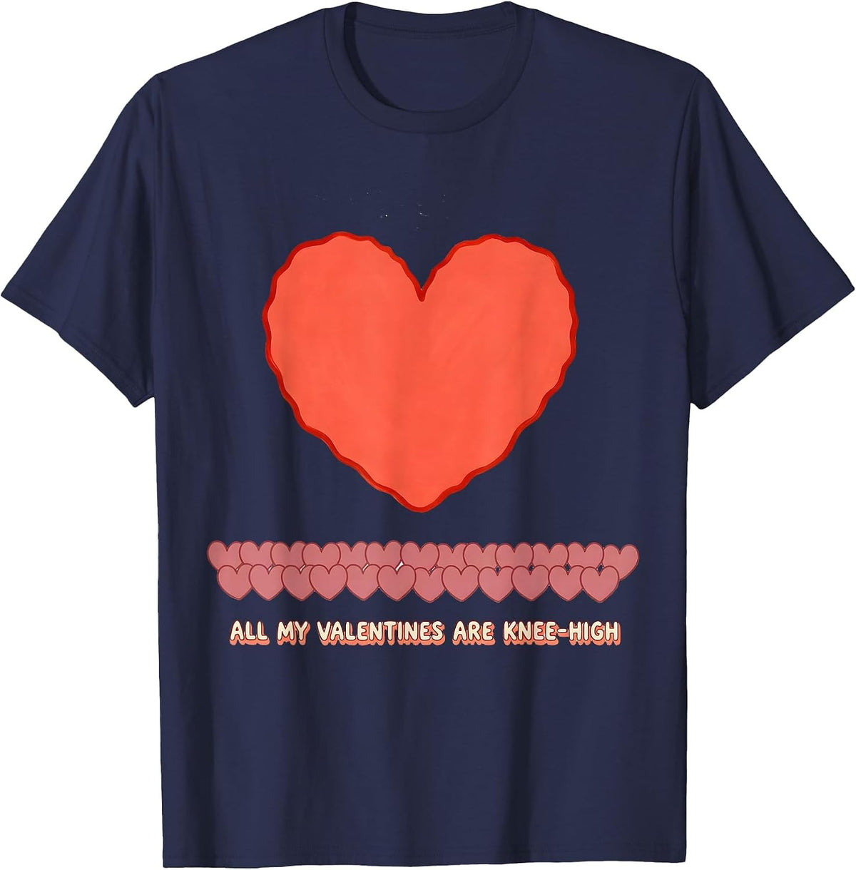 Men's All My Valentines Are Knee-High Funny Teacher Valentine Day T-Shirt - Navy Blue