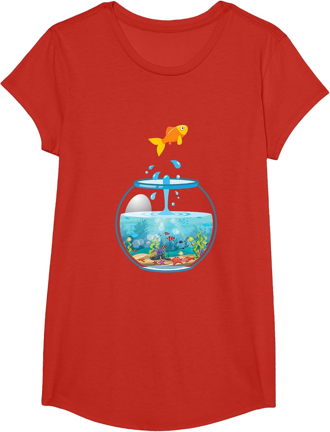 Cool Fishkeeper Aquarist Fishbowl T-Shirt - Girls Red