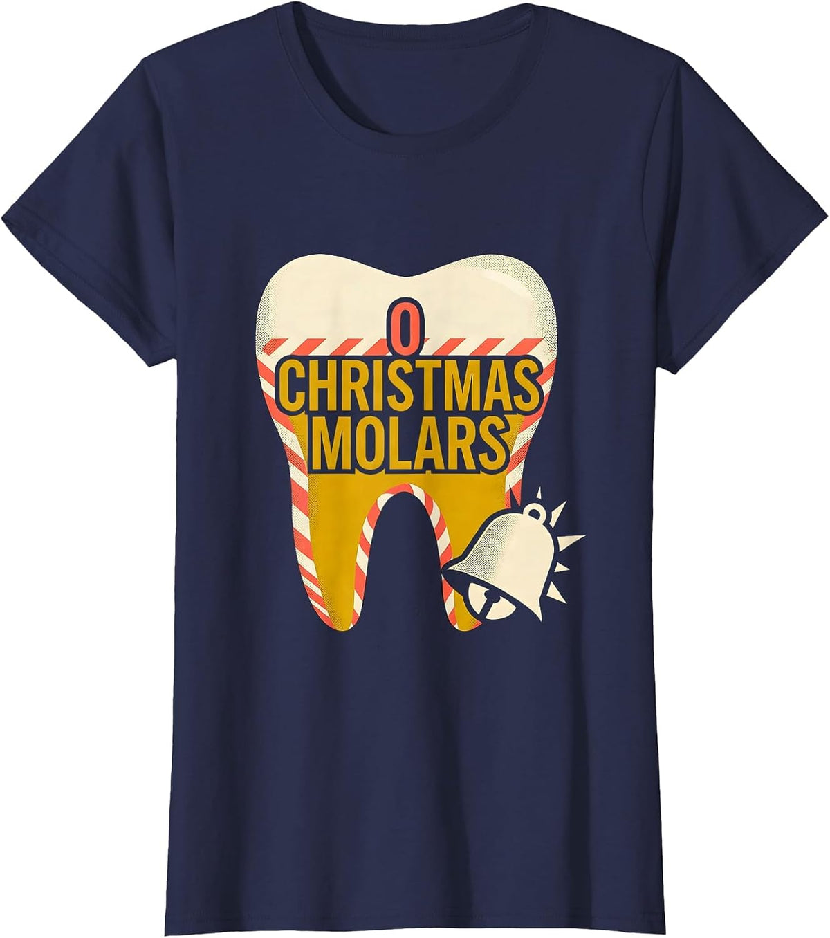 Women's O Christmas Molars Funny Dentist Dental Team Christmas Humor T-Shirt - Navy Blue