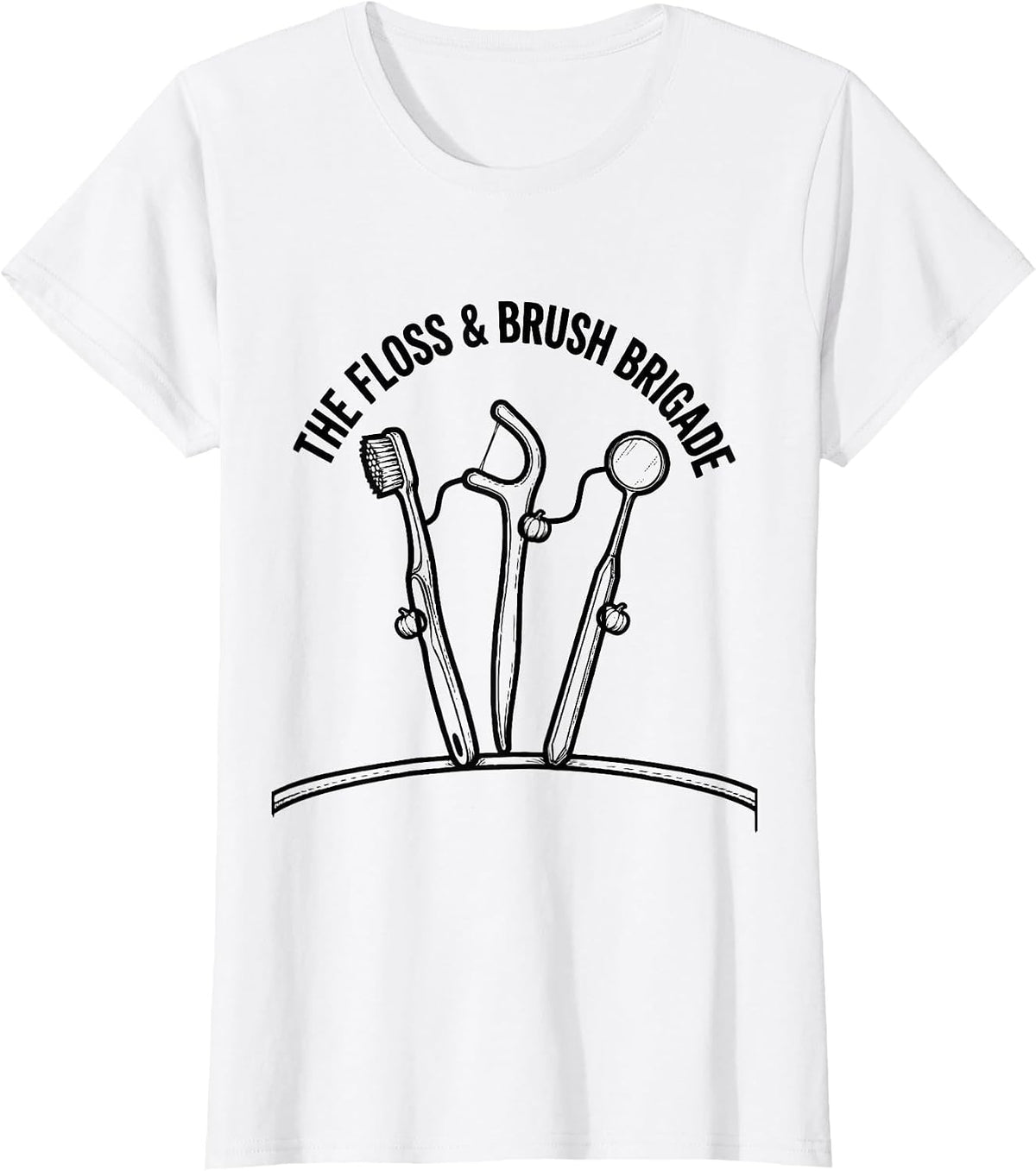 Women's The Floss & Brush Brigade Halloween Dentist Costume Dental T-Shirt - White