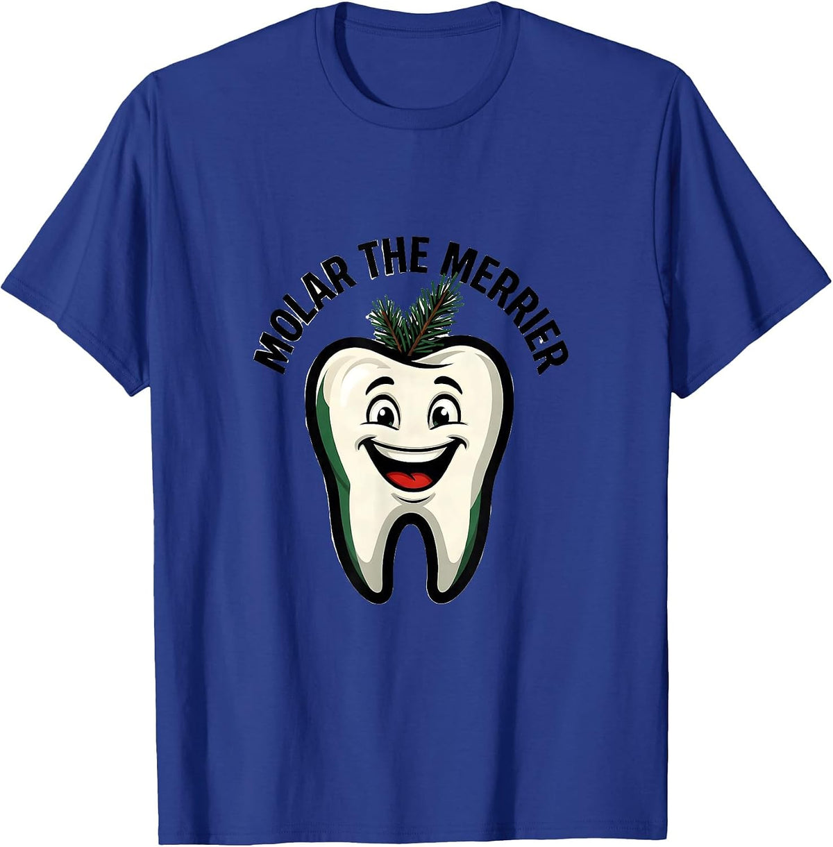 Men's Molar the Merrier Funny Dental Christmas Dentist Dental T-Shirt - Royal Blue