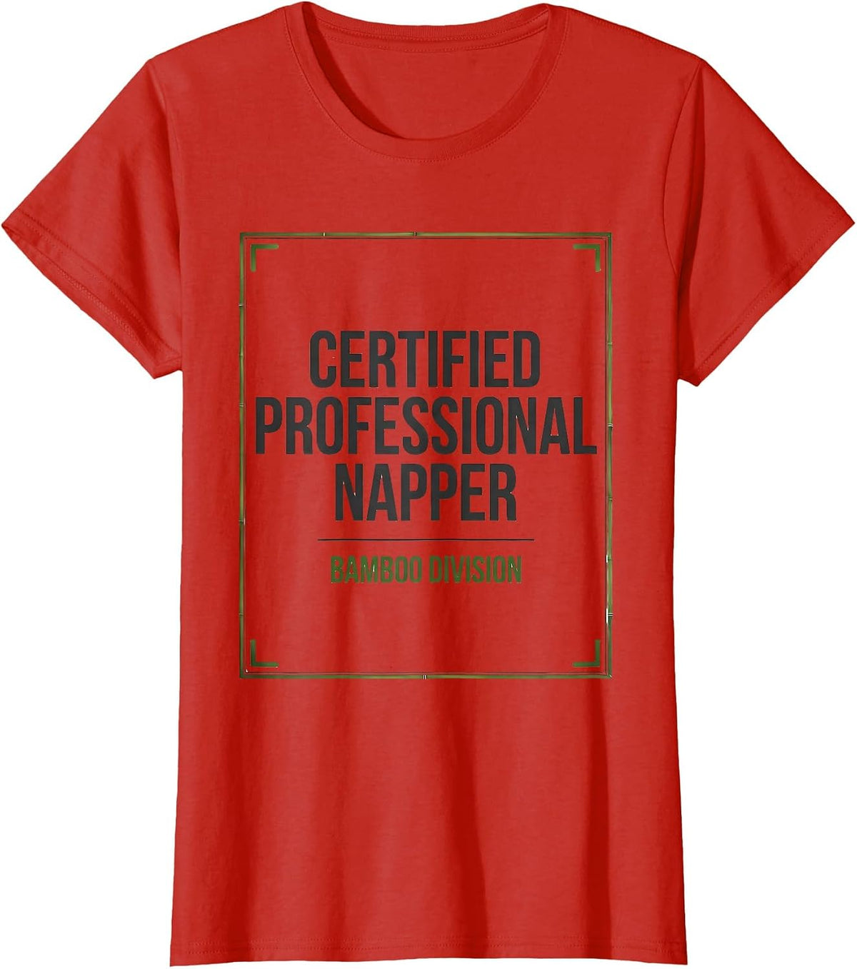Certified Professional Napper Bamboo Division Funny Panda T-Shirt - Red
