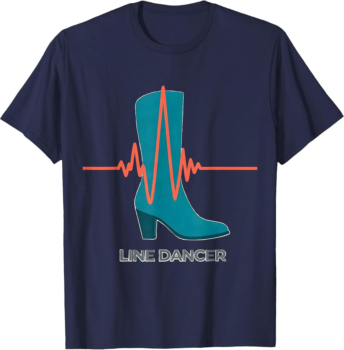 Men's Line Dancer Heartbeat EKG Pulse Line Dancing Hobby Pride T-Shirt - Navy Blue
