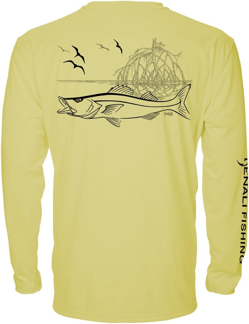 Denali Men's Fishing Tournament Snook Teaser UPF 50+ Long Sleeve T-Shirt, UV Protection, Signature Logo Fisherman's Shirt -